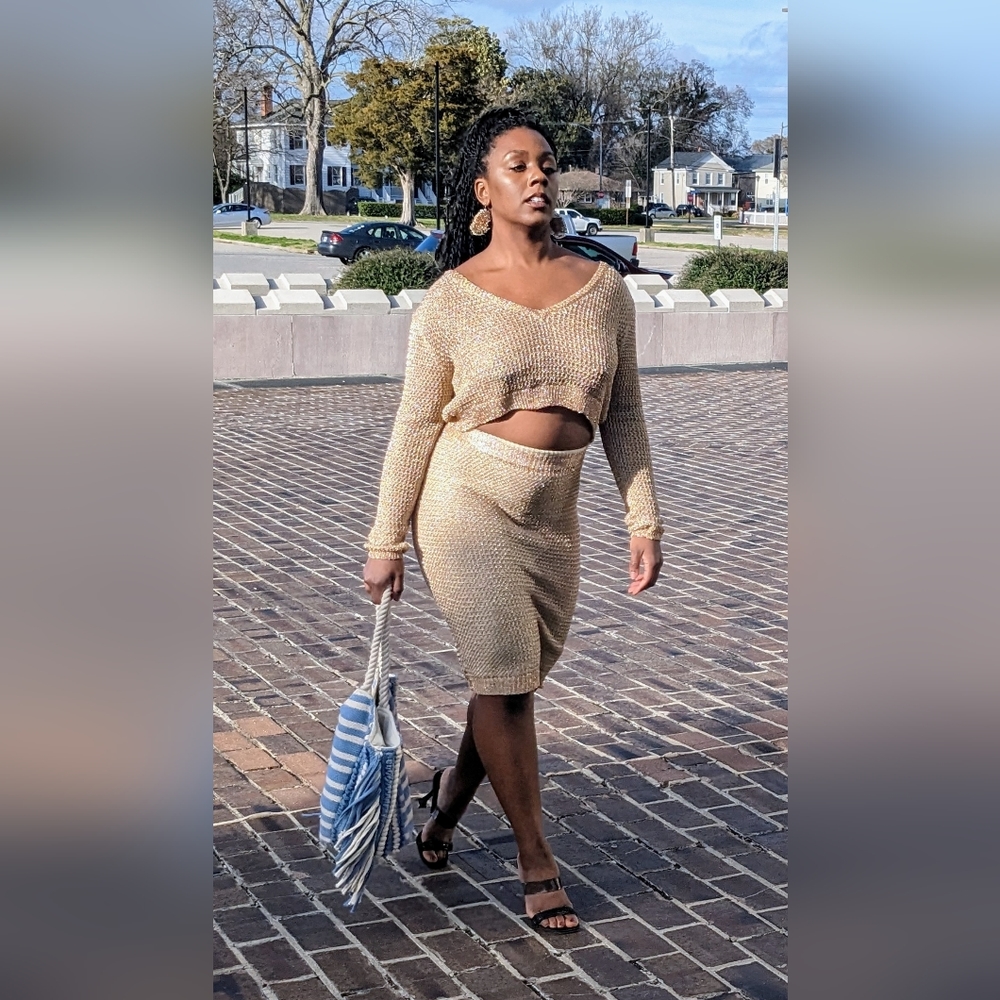 Meek Two Piece Sheer Knit Skirt Set | Size S